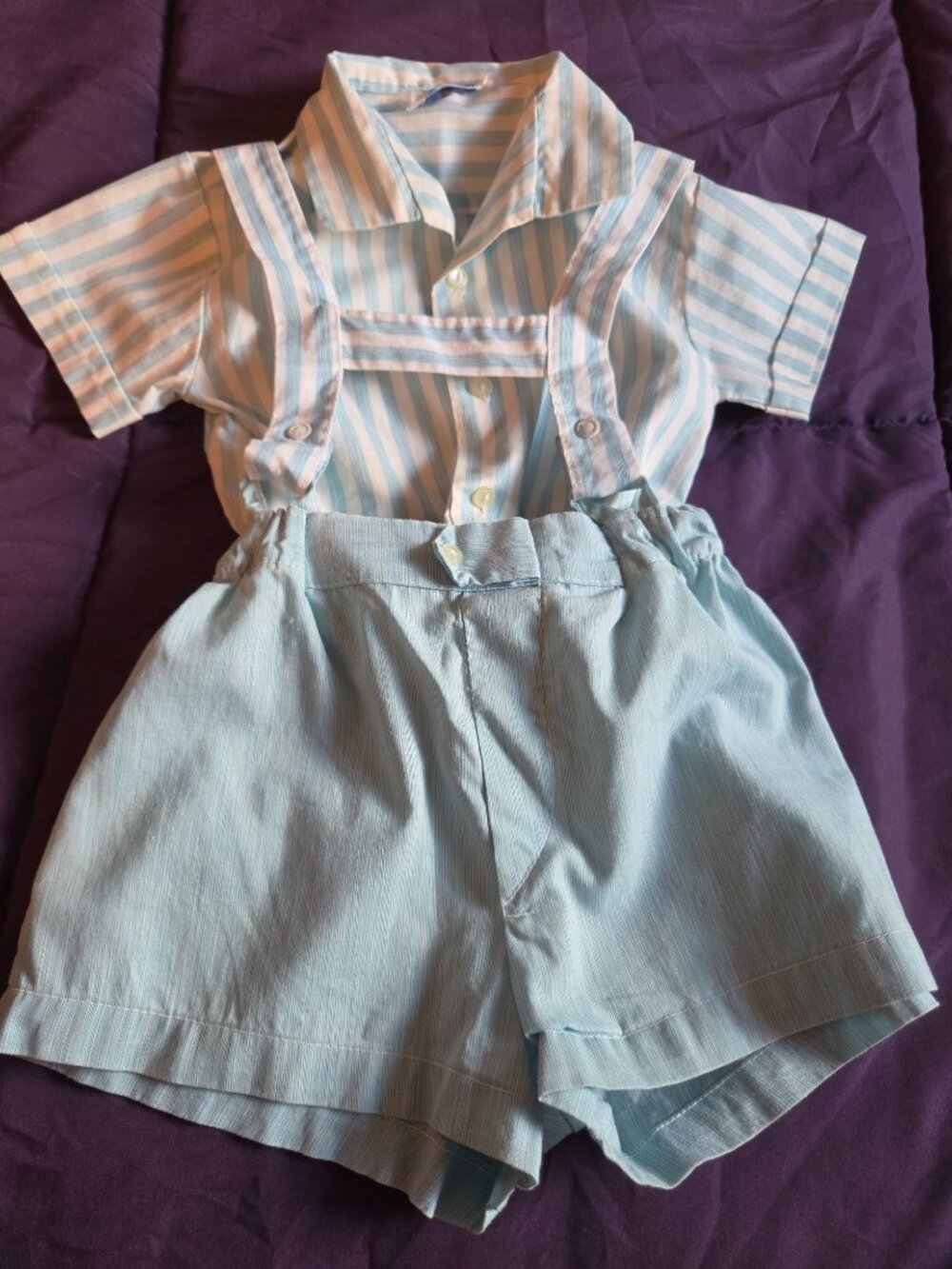 Vintage Boy's Dressy Shirt and Shorts with suspenders